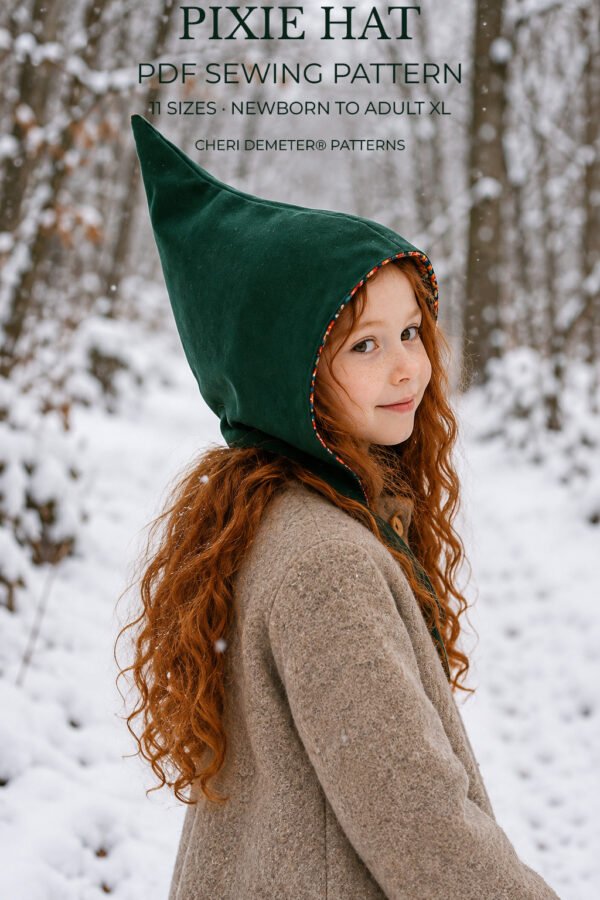 pin 7 Pixie Hat Sewing Pattern PDF, 11 Sizes Newborn to Adult XL
